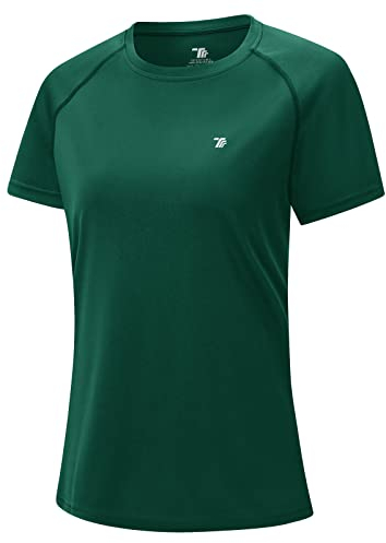 donhobo Activewear-T-Shirts für Damen Kurzarm Sport Sommershirt Casual Rundhals Laufshirt Atmungsaktiv Funktionsshirt Schnell Trocken Elastisch Yoga Gym Shirts (Grün, XXL)