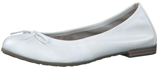 MARCO TOZZI Damen Ballerinas aus Leder mit Schleife, Weiß (White), 37 EU