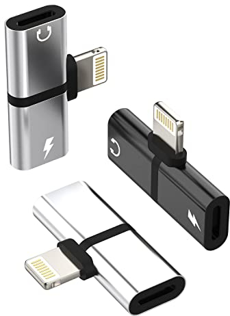 iPhone Doppelstecker Lightning Klinke Kopfhörer Adapter 3pack(2in1) AUX Ladekabel Splitter Audio Netzteil Schnellladegerät Zubehör Fast Charger für Apple MFI 14 13 12 11 Pro Max Mini 8 7 Plus X ip-ZT