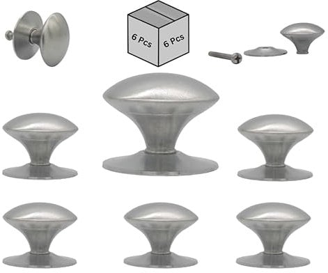Cabinet Knobs 50MM|40MM|35MM, Kitchen Cupboard Handles, Brushed Chrome Finish, and Drawer Handles, Cupboard knobs, Kitchen Door knobs. Set of 6 (10, Extra Large (Diameter - 5cm, Projection - 3cm))