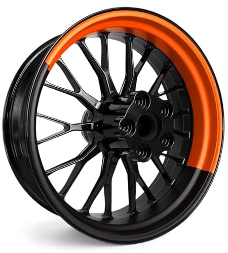 4-teiliges Felgenbettaufkleber Set für 17 Zoll Felgen Komplett Dekor Folie für Motorrad Felgenrandaufkleber selbstklebend wasserfest uv-beständig MR021 (04-06 Half Orange)