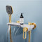 XJTNLB Robinet Mural Salle de Bain Baignoire Mitigeur Baignoire Cascade Mural, Robinet Mitigeur et Douche de Salle de Bain Baignoire Or+Blanc