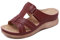 SMajong Sandales Femme été Mode Mules Femmes Compensées Chaussons Confortable Bout Ouvert Plateforme Pantoufles Chaussures de Plage Rouge foncé Taille:39 EU