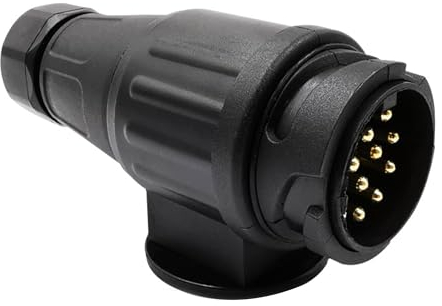 HISports 13 poliger Stecker, Premium Anhänger Stecker Anhängerstecker 13 Polig, mit Wasserfester Dichtung, 12V Wasserdichter 13 PIN Stecker Adapter Hänger, schwarz Hänger Stecker, für PKW LKW Anhänger