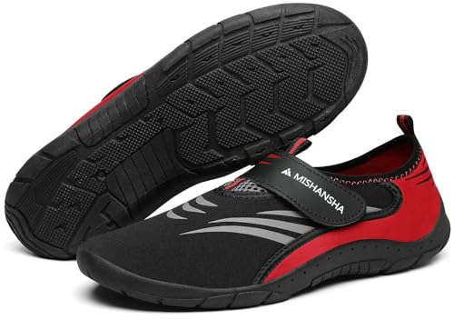 Mishansha Badeschuhe Herren Damen Wasserschuhe Schnell Trocknend Schwimmschuhe Leicht Neopren Aquaschuhe Bequem Tauchschuhe Outdoor Meeresschuh für Kajakfahren Persisch Rot EU Gr.45