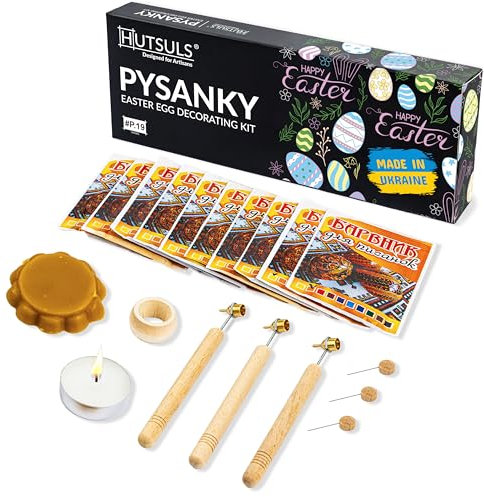 Hutsuls P.19 Kistka Pysanky Supplies Kit – All-in-One-Ostereier-Dekorationsset & Pysanky-Farbe für Familienspaß, hochwertiges Pysanky-Kit mit ukrainischer Eierfarbe, authentischer ukrainischer