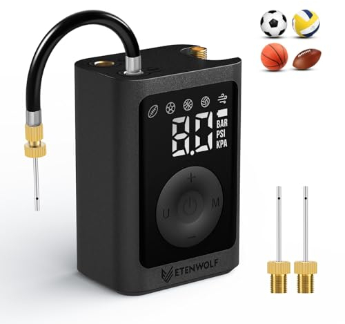 ETENWOLF P300 Plus Ball Pump, Electric Basketball Pump Inflation and Deflation, with 3200 mAh Rechargeable Battery, Air Pump for All Sports Balls (Black)