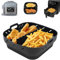 Airfryer Silikonform für Philips Airfryer XL 6.2L, silikonform heißluftfritteuse für COSORI Heißluftfritteuse 5,5L XXL/Ninja Speedi 5.7L, Airfryer Zubehör für Cecotec/Tefal Heißluftfritteuse (Schwarz)