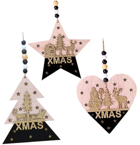 IMIKEYA 3 Stück Weihnachts Holzsterne Ausgehöhlte Holz Christbaumschmuck Dekorationen Weihnachtsbaum Rustikale Hängedekoration Ornament Weihnachten