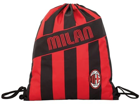 SEVEN - Rucksack AC Milan Fußball, Schwarz Rot - Rucksack mit Kordelzug - Easy Bag Sport - Rucksack Sport - Rucksack Sport - Kinderrucksack Sport, Schwarz und Rot., Einheitsgröße