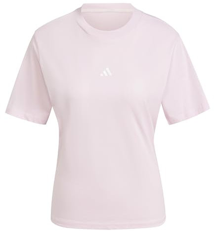 adidas Donna Essentials Small Logo Cotton T-Shirt, Clear Pink/White, L
