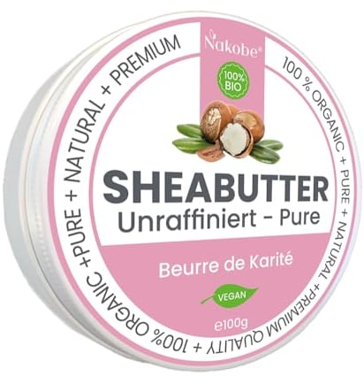 Sheabutter Bio - Unraffiniert - Pure - Premium Qualität, 100g in Aludose- Nakobe