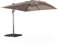 sweeek - Parasol déporté carré taupe 3x3m structure grise + Lot de 4 dalles à lester 50x50cm
