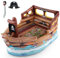 COSTWAY Aufblasbares Piratenschiff Spielhaus, Aufblasbare Spiellandschaft mit eingebautem Motor, aufblasbares Spielzeug-Schwert & Piratenhut, Indoor & Outdoor Spielhaus für Kinder ab 3 Jahren