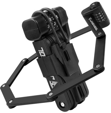 JAGASOL Candado plegable antirrobo resistente para bicicleta, candado de cadena plegable para bicicleta, scooter, motocicleta, 0.8 pulgadas de ancho 0.3 pulgadas de grosor, acero de aleación,