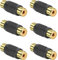 Unifizz 6Pack Gold RCA Female to Female Coupler, Audio Video RCA Adapter Connector Gold Plated RCA Jack to Jack Converter RCA Cables Extender for Amplifier, Speaker, TV, RCA Cable