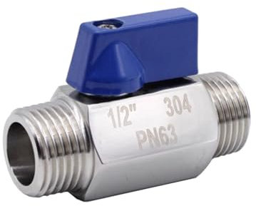 Vanne en Acier Inoxydable, 1 Mini Robinet à tournant sphérique en Acier Inoxydable, 1/8 1/4 3/8 1/2 3/4 1 Filetage mâle Femelle SS304 Robinet à tournant