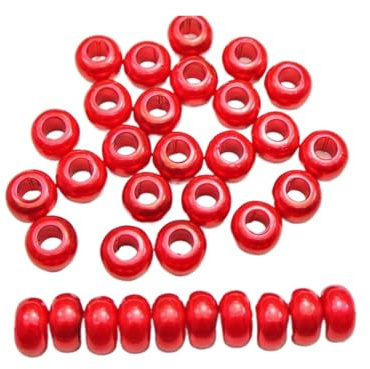 LQRCTRY Perlen mit großem Loch, 100 Stück Acryl-Abstandshalterperlen aus Kunstperlen, mehrfarbig, 12 x 7 mm, mit 5 mm Loch(Rouge)
