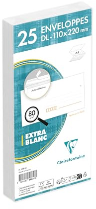 Clairefontaine 5985C 25 Umschläge Pollen DL 80g Vordruck PLZ Weiß