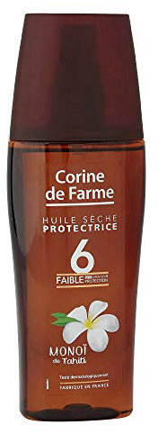 Corine de Farme - Huile Sèche Protectrice SPF6 - Protection Solaire UVA UVB - Bronzage Lumineux - Formule avec Monoï de Tahiti - Clean Beauty, Zéro Paraben - Fabriqué en France - 150 ml