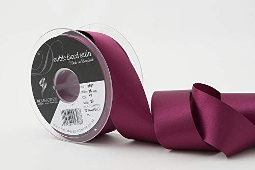 Berisfords Double FACE Poly Satin Ribbon, Wine, 35 mm