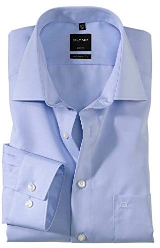 OLYMP Herren Oberhemd Langarm Luxor,Uni,modern fit,New Kent,Bleu 11,40