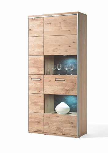 Kombi-Vitrine Asteiche bianco teilmassiv