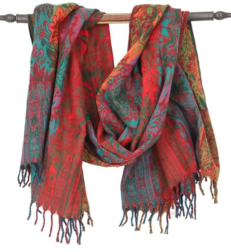 GURU SHOP Weicher Pashmina Schal/Stola mit Paisley Muster - Bunt, Herren/Damen, Synthetisch