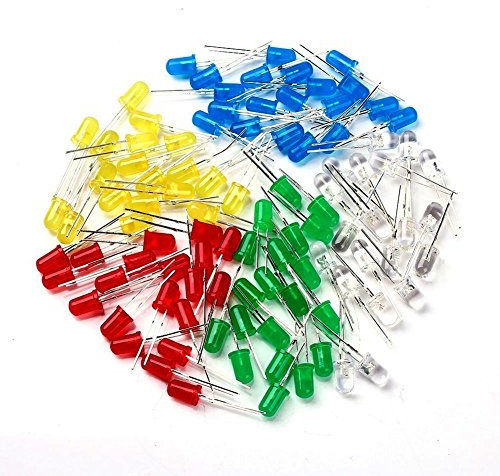 DealMux a14052900ux0370 Straw Hat Bulbs LED, 100 Piece, 5 mm, Red/Blue/Yellow/Green/White
