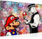 Runa Art Wandbilder Mario and Cop Bild XXL Jugendzimmer Wohnzimmer Bunt Street Art 120 x 80 cm 3 Teilig 303031c