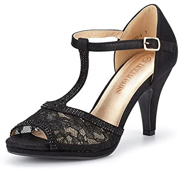 DREAM PAIRS Women's Amore Fashion Stilettos Kitten Heels Wedding Shoes for Bride AMORE_2,Size 7,Black,AMORE_2