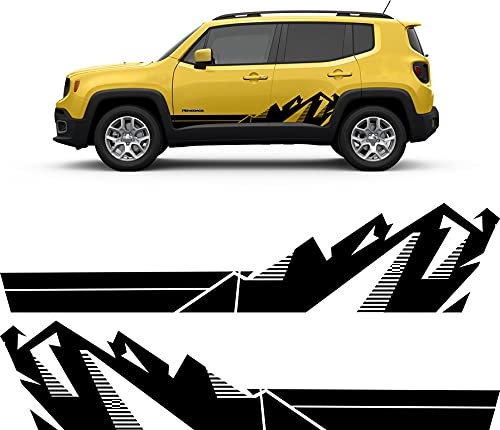 Adesivo Decalcomania compatibile Con JEEP RENEGADE TRAILHAWK WRANGLER Adesivi laterali in Vinile NERO
