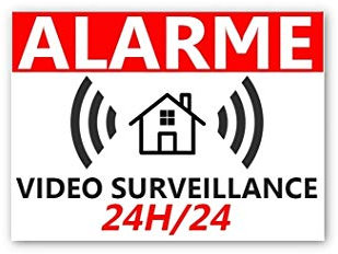 Stickers Alarme Vidéo Surveillance 24H/24 – Style Alarme – Lot de 8 Autocollants Dissuasion | Sécurité Maison, Garage, Commerce, Fenêtres & Portes | Résistant UV & Pluie