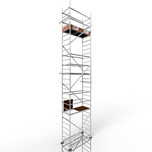 ALTEC Rollfix 2.0 800 | 8m Arbeitshöhe | hvst. Fußplatten | Wandanker | Made in Germany | TÜV | belastbar 200kg/m² | Norm - DIN EN 1004-1 | Modulares Arbeitsgerüst | Alu-Gerüst