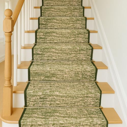Bravich RugMasters Blend Green Rubber Backed Non Slip Machine Washable Very Long Hallway Hall Runner Narrow Rugs Custom Length Stair Mats 2'2x1'FT (66x30cm)