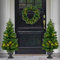 3 Pcs Christmas Decoration Set, Light Up LED Christmas Trees and Wreath, Hanging and Standing Outdoor Indoor Xmas Home Decor Set