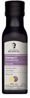 Dr. Budwig Premium Omega 3 DHA + EPA Öl Maracuja (100ml) - Bio Leinöl & Algenöl - hochdosiertes DHA & EPA - vegan - flüssig - laborgeprüft - auch für Kinder - Alternative Fischöl & Omega 3 Kapseln
