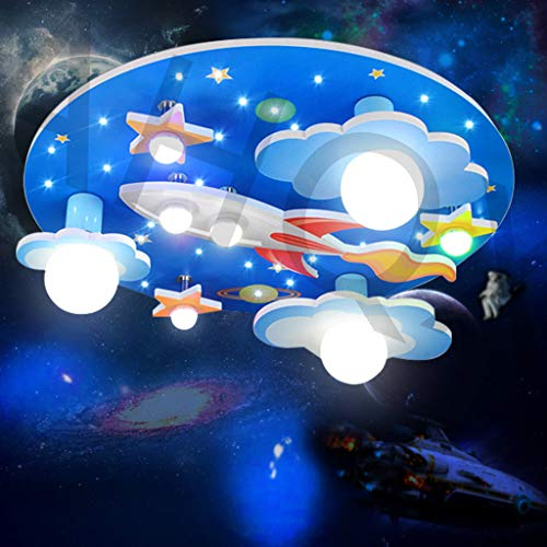 AHQX LED Kinderzimmerlampe Universum Sterne Deckenlampe Cartoon Runder Deckenlicht Jungen Und Mädchen Zimmer Deckenleuchte Trikolore Dimmen Schlafzimmer Umgebung Für Cartoon Beleuchtung Innenleuchte…