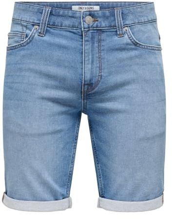 Only And Sons Ply Life Blue Shorts Uomo Shorts Blu M 75% Cotone, 24% Poliestere, 1% elasthane Slim Fit