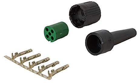 UNITRAILER Prise Remorque 5 Broches - Faisceau Remorque Droite pour Feux Arrière 12V - Kit Complet avec Broches, Boîtier et Écrou - Résistant aux Intempéries, Vert