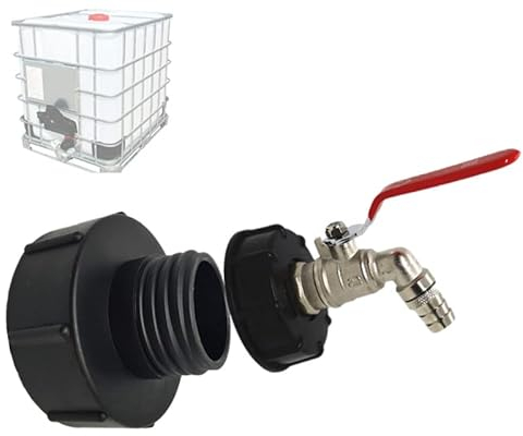 Mocoli IBC Auslaufhahn, IBC Tankadapter Wassertank S100x8 / S60X6 Grobgewinde-3/4 Gartenschlauch Schlauchanschluss Hahn Zubehör für IBC Container 1000L, Regenwassertank Auslauf Verbinder
