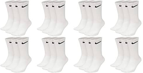 NIKE 12 Paar Everyday Lightweight Crew SX7676 Tennis Socke weiß schwarz grau, Farbe:weiß, Größe:46-50