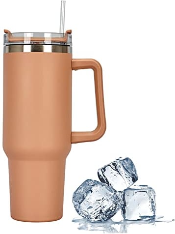 1182ML 40OZ Mug Isotherme, Thermos Café avec poignée et Paille Tasse à Café Acier Inoxydable Tasse Isotherme Voyage double isolée sous vide avec Couvercle, Verres à Boire Réutilisables