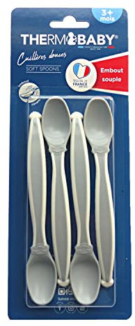 THERMOBABY 4 weiche Löffel, Grau Charme, Babynahrung, weich, weich, ab 3 Monaten