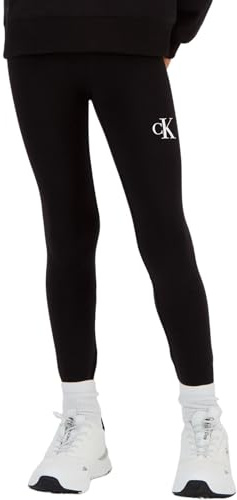 Calvin Klein Mädchen Leggings Logo Mid Rise, Schwarz (Ck Black), 10 Jahre