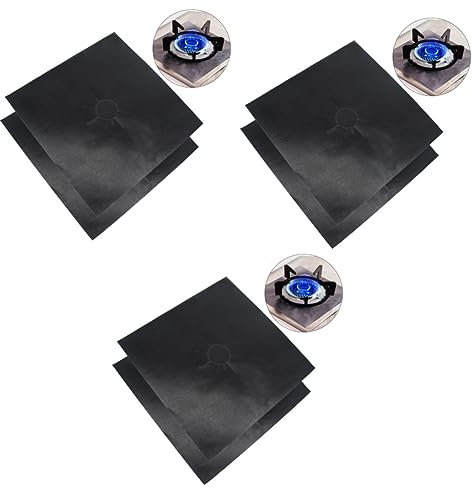 UPKOCH 3sets Gasherd Liner Blätter Hitzebeständige Ofen Liner Schwarz 2 Stücke * 3