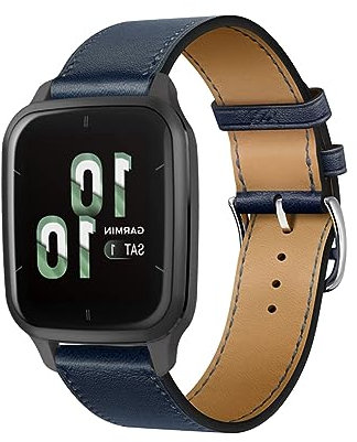 ZUREGO Leder Armband für Garmin Venu Sq 2/Venu Sq 2 Music/Venu Sq/Venu Sq Music Armbänder, Echtleder Schlank Ersatzarmband mit Edelstahl-Verschluss Kompatibel mit Garmin Venu Sq 2/Venu Sq 2 Music (1)
