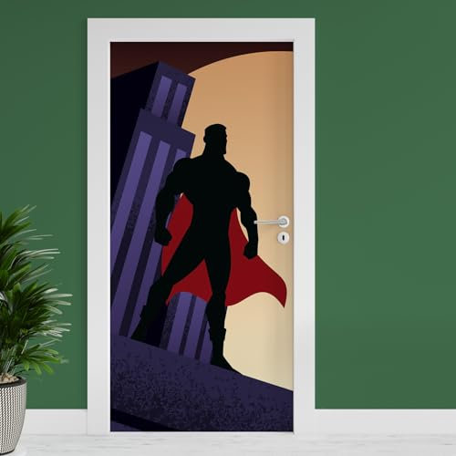 Finest Folia Türfolie 90x200 cm Türtapete Türposter Folie für Tür Wohnzimmer Kinderzimmer Küche Türaufkleber Bad Aufkleber selbstklebend TF03 (27 Superman)