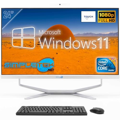 SIMPLETEK - PC Desktop ALL in ONE 24 Full HD Touchscreen | Core i7 8GB RAM SSD 240GB | Windows 11 | Webcam integrata HDMI
