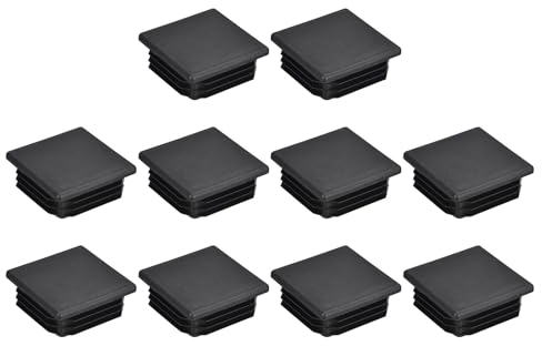 QUARKZMAN 10Stk 50mmx50mm(1.97) Plastik Schlauchstopfen Viereckig Pfosten Endkappen für Handlauf Treppe Spindel Geländer Rohr Schwarz